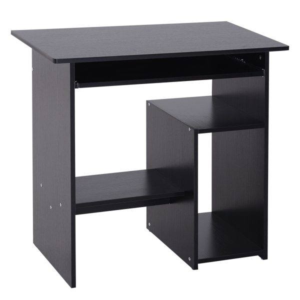 Compact Small Computer Table Wooden Desk Keyboard Tray Storage Shelf Modern Corner Table Home Office Black For Discount