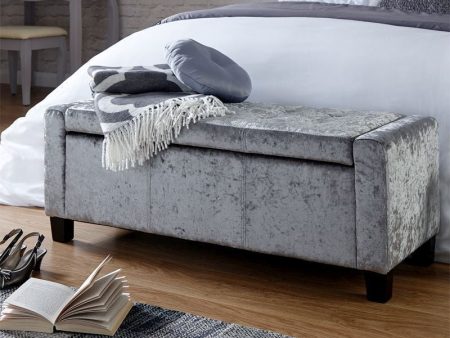 Verona Large Ottoman Wood & Fabric Grey 1 Door Fashion