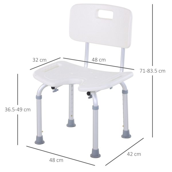 Aluminium Alloy Adjustable Shower Stool - White Sale