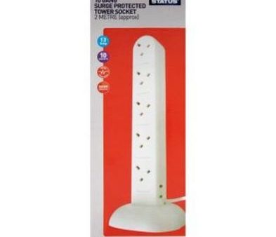 Surge Protection Tower Extension Socket 10 Way 2Mtr Cheap