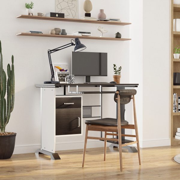 Computer Desk with Sliding Keyboard Tray Storage Drawers and Host Box Shelf Home Office Workstation Black walnut Sale