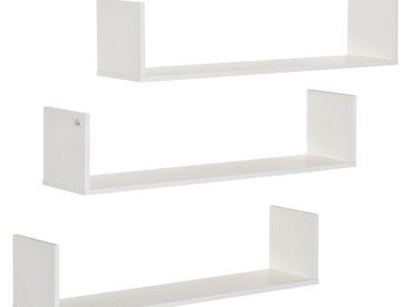 3-Piece U-Shaped Floating Shelves Wall Mount Bookshelf for Bedroom Kitchen Online Sale