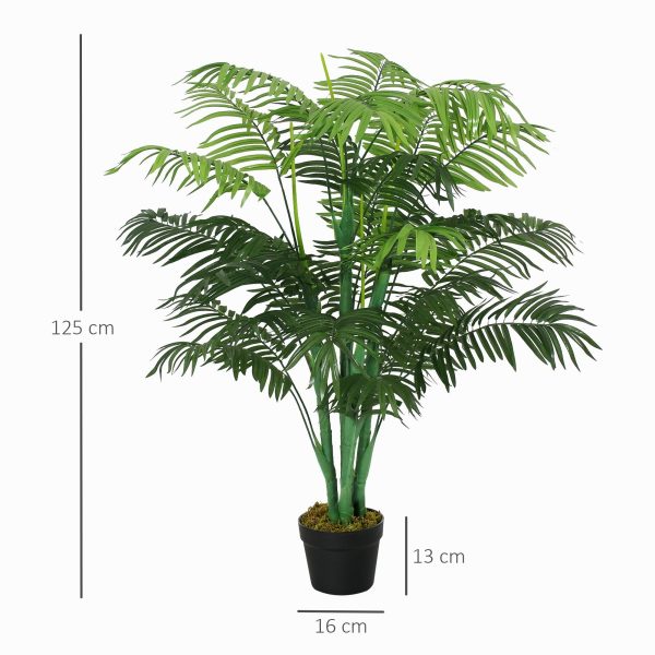 125cm 4FT Artificial Palm Plant Decorative Tree with 18 Leaves Nursery Pot Fake Plastic Indoor Outdoor Home Office Décor Supply