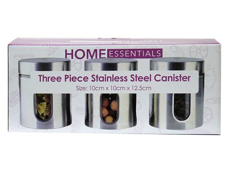 3 x Stainless Steel Food Containers 600ml - Silver Essentials by Kitchen Collection Supply