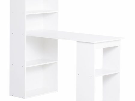 120cm Modern Computer Desk Bookshelf Study Table Workstation PC Laptop Writing Home Office 6 Shelves White Online Sale