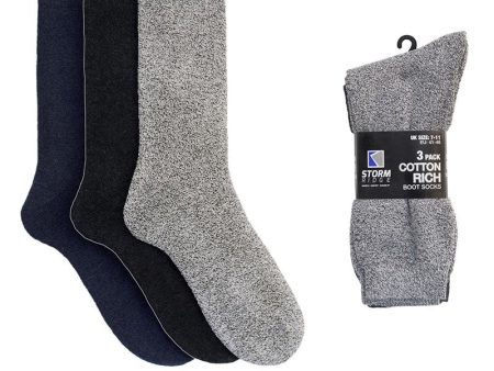 3 Pack Mens Greys Cotton Rich Boot Socks Fashion