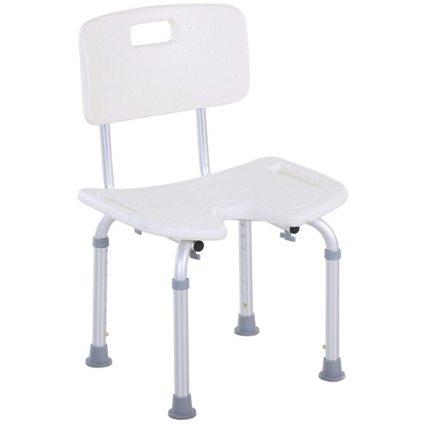 Aluminium Alloy Adjustable Shower Stool - White Sale