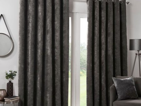 Hamilton McBride Charcoal Italian Velvet Blackout Eyelet Curtains (66  x 72 ) For Cheap