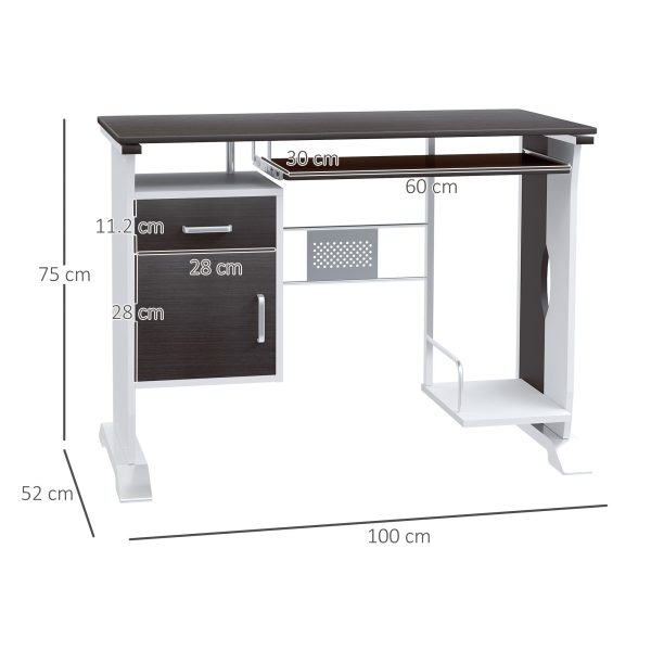 Computer Desk with Sliding Keyboard Tray Storage Drawers and Host Box Shelf Home Office Workstation Black walnut Sale