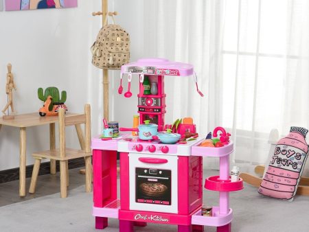 Kids 38-Piece Plastic Kitchen Play Set w  Light & Sound Effects Pink Sale