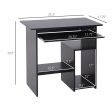 Compact Small Computer Table Wooden Desk Keyboard Tray Storage Shelf Modern Corner Table Home Office Black For Discount