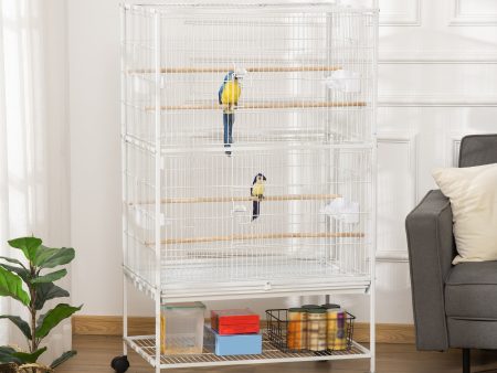 Grille 132cm Bird Cage Wheeled White by Pawhut For Discount