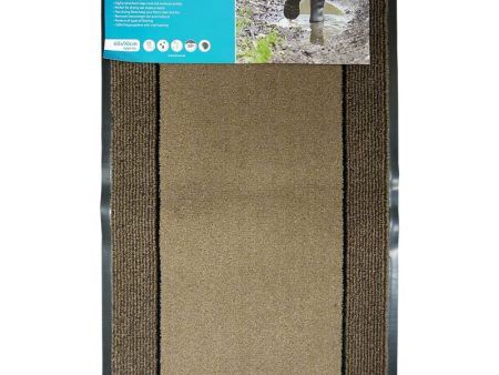 90x60cm JVL Miracle Barrier Mat - Light Brown Stripe Discount