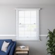 Venetian Blind 50mm Slat Faux Wood White - 60cm Width For Discount