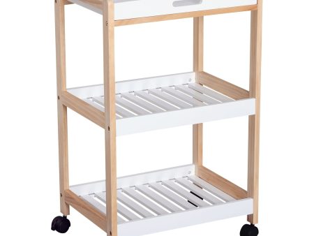 3-Tier Mobile Kitchen Trolley Cart Storage Shelves Rack Rolling Wheels White 46 x 35 x 74.5 cm Online Sale