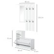 2-Piece Shoes Storage Chest Cloths Rack Unit Entryway Furniture Set Shoe Wardrobe W Mirror Multiple Shelves-White Sale