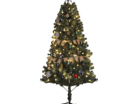 6ft Decorated Christmas Tree Artificial - with LED Lights Warm White 353 Tips Fashion