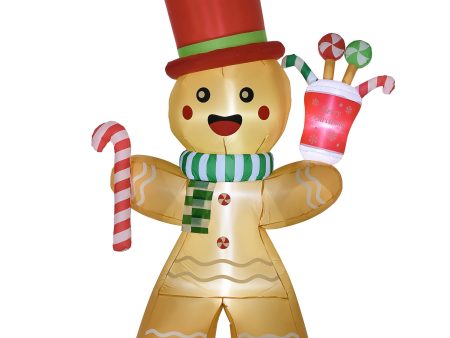 Gingerbread Man Inflatable Christmas Decoration - 235cm Hot on Sale