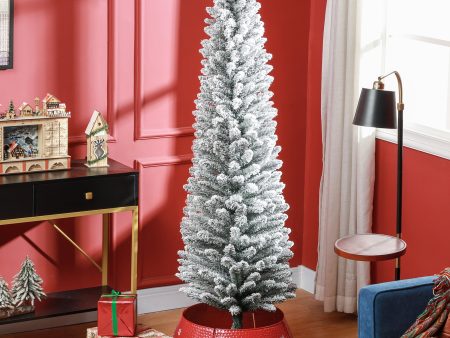 6ft Slim Christmas Tree Artificial - White Frosted Green  329 Tips Hot on Sale