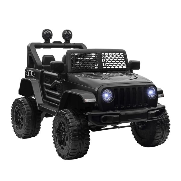 12V Battery-powered 2 Motors Kids Electric Ride On Car Truck Off-road Toy with Parental Remote Control Horn Lights Suspension Wheels for 3-6 Years Old Black Supply