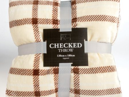 Checked Throw By Maison de Luxe Cream 180cm For Discount