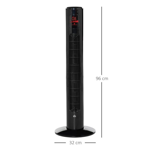 12  Oscillating Three Speed Tower Fan With Timer Black Online