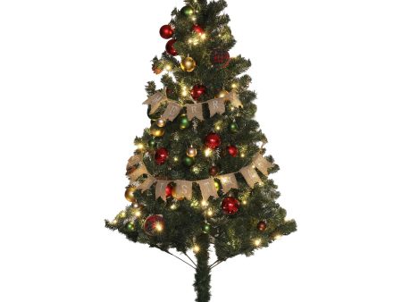 5ft Decorated Christmas Tree Artificial - Dark Green with LED Lights Warm White 353 Tips For Discount