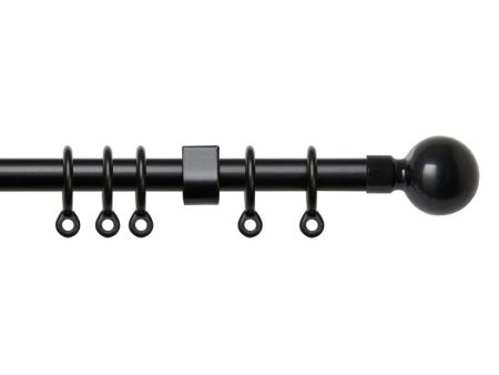 Simply 150-280cm Extendable Curtain Pole Set Ball Finial Black - 13-16mm Online now