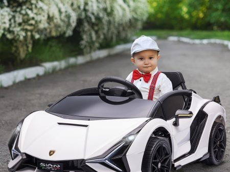 12V Kids Electric Ride On Car 2 Motors Licensed Toy Car with Remote Control Music Lights MP3 for 3-5 Years White Cheap