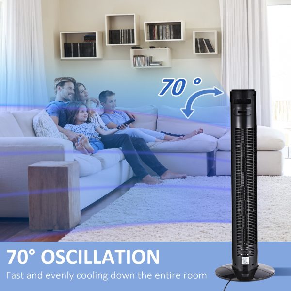 12  Oscillating Three Speed Tower Fan With Timer Black Online