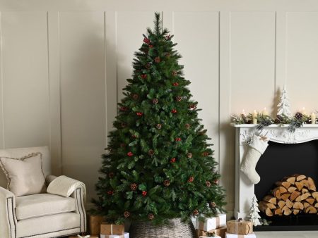 8ft Ben Nevis Pine Christmas Tree Artificial - Dark Green  1881 Tips Supply