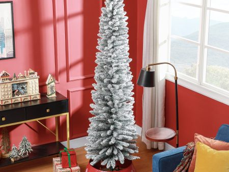 7ft Slim Christmas Tree Artificial - White Frosted Green  405 Tips Online now