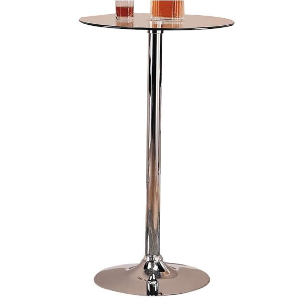 Round Glass Top Bar Table in Chrome Fashion