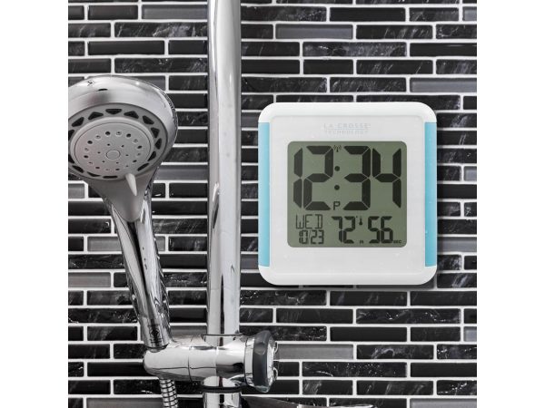 5.12  White and Blue Shower Cube Atomic Digital Wall Clock Online Sale