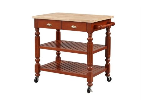 Wood Kitchen Cart in Dark Cherry Online Sale