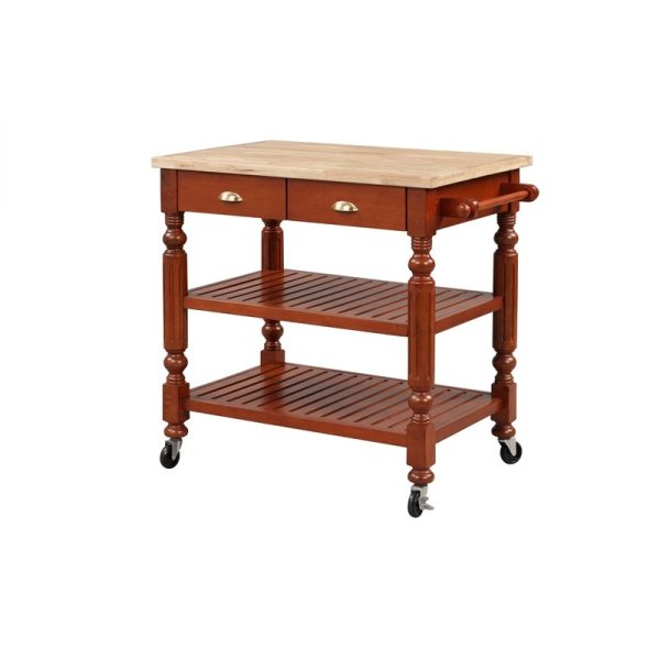 Wood Kitchen Cart in Dark Cherry Online Sale