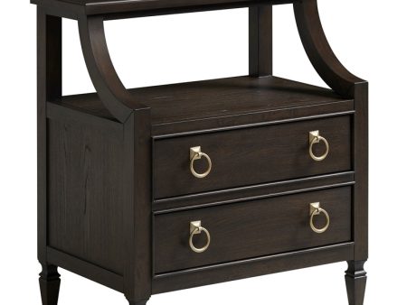 Two Drawer Wood Nightstand in Espresso Supply